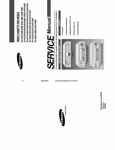 Samsung SV-637F 633F 630F 433F 430F 233F 230F SV-637X 636X 635X 633X 631X 6315X 6313X SV-530X 435X 433X 431X Service Manual Video Cassette Recorder - Tot 6 File - Part 1/3